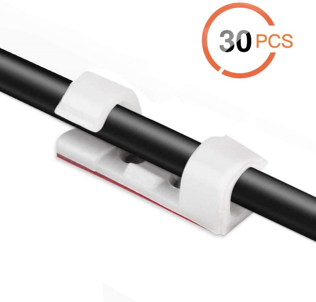 Kit 100 Clip Adesive Per Cavi 25x25 Mm Con Fascette Da 200 Mm – Adesivo 3M, Bianco, Per Gestione Cavi Casa Ufficio