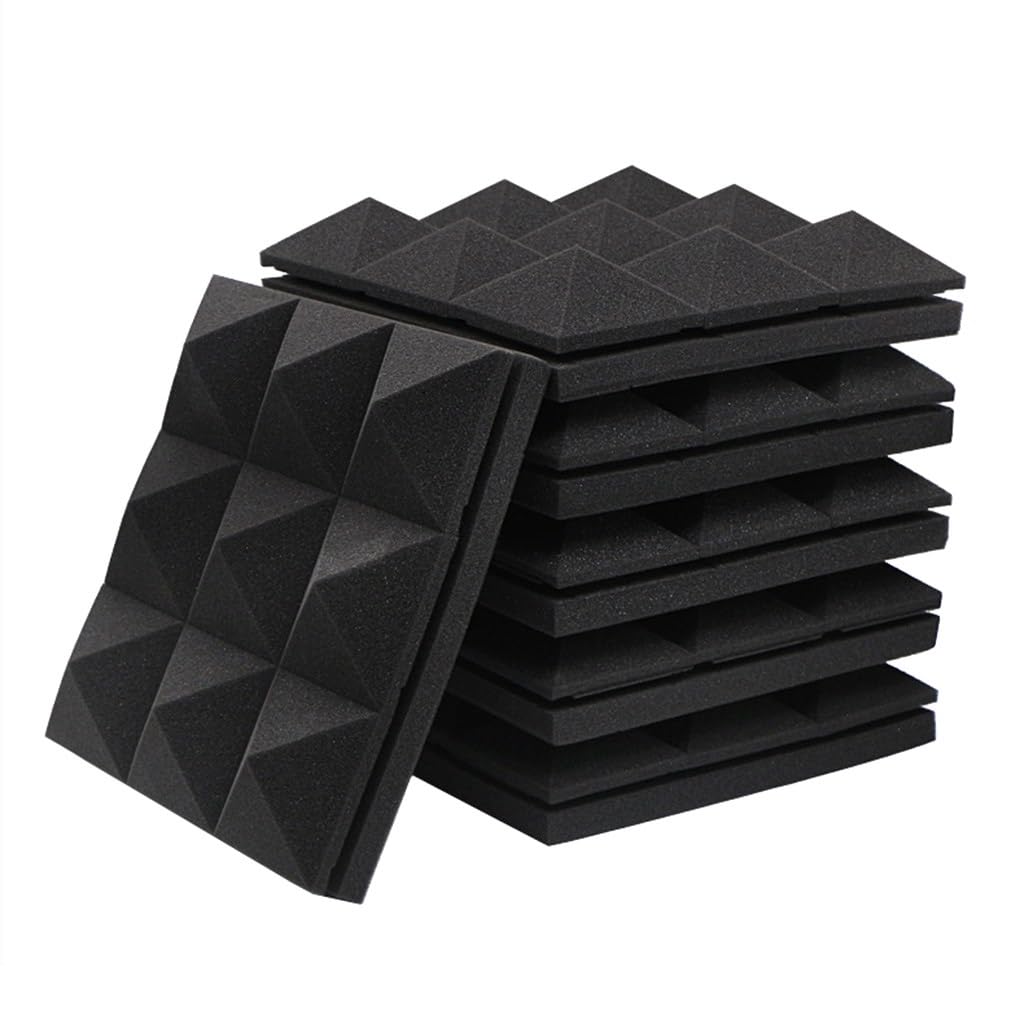 Panele z pianki akustycznej, 6 szt., piramidowe, dźwiękoszczelne panele ścienne, 30 x 30 x 5 cm, trudnopalna dekoracja ścienna, panel tłumiący do studia, domu, biura