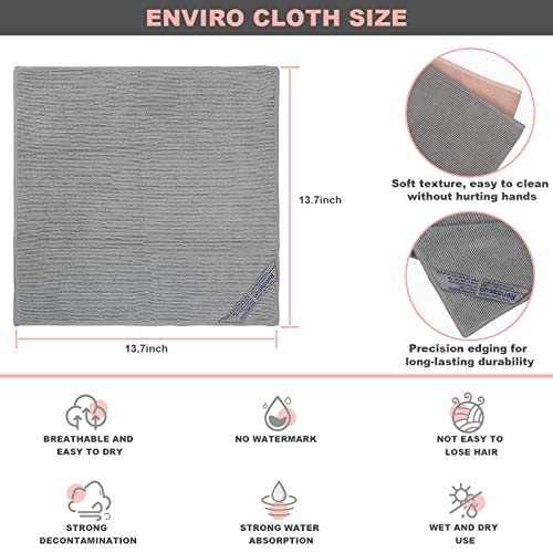 Enviro Cleaning Cloth. Reusable Cleaning Cloth, Basic Package, For Home Cleaning, Car Cleaning, Restaurant Cleaning, Bar, Hotel, And Office. Clean Without Leaving Traces. (Grey And Pink Set). 2Pack #TOP2
