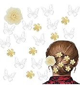 Butterfly Hair Clip Wedding Flower Hair Clip Embroidery Flower Hair Pins Lace Butterfly Hair Bows...