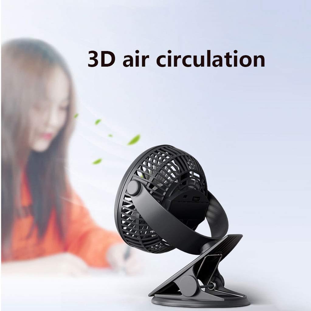 USB Fan Portable Rechargeable Ultra-Quiet Desktop Fan for Office Use Multiple Colors (Black)