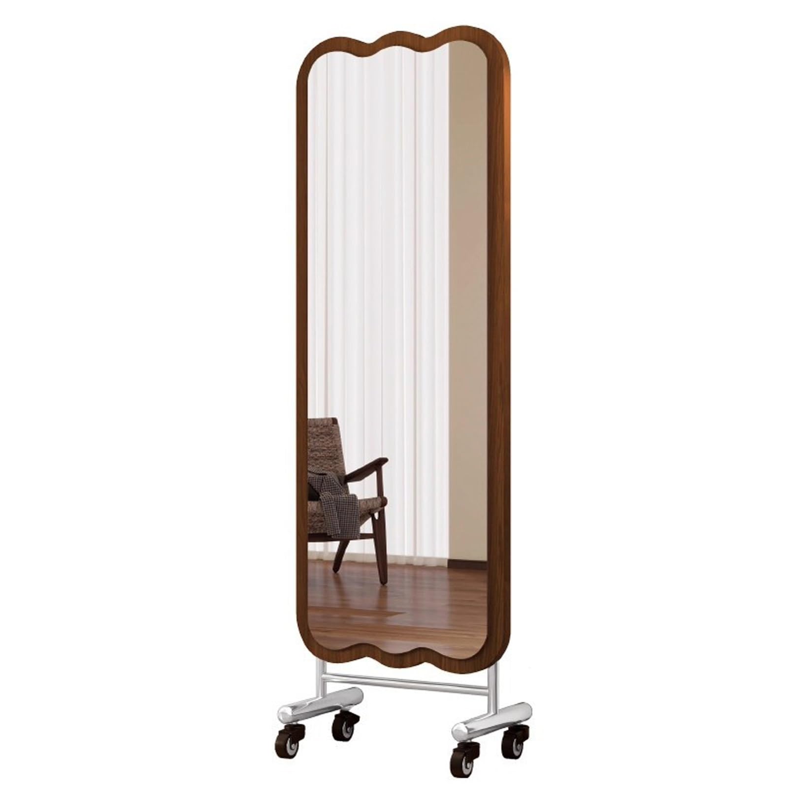 FGXHHS Mirror Vanity Mirrors Full Length Standing for Living Room Bathroom Entryway Hallway(Walnut,50x150 cm)