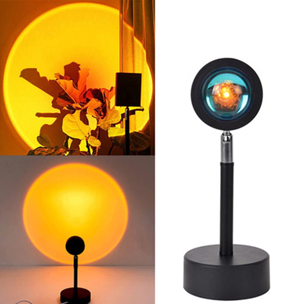 HaiMa Sunset Projection Lámpara Romantic Visual Night Light Proyector Simulante Luz del Sol LED Lámpara 180° Rotación Rainbow Floor Stand Modern Projection – Rainbow