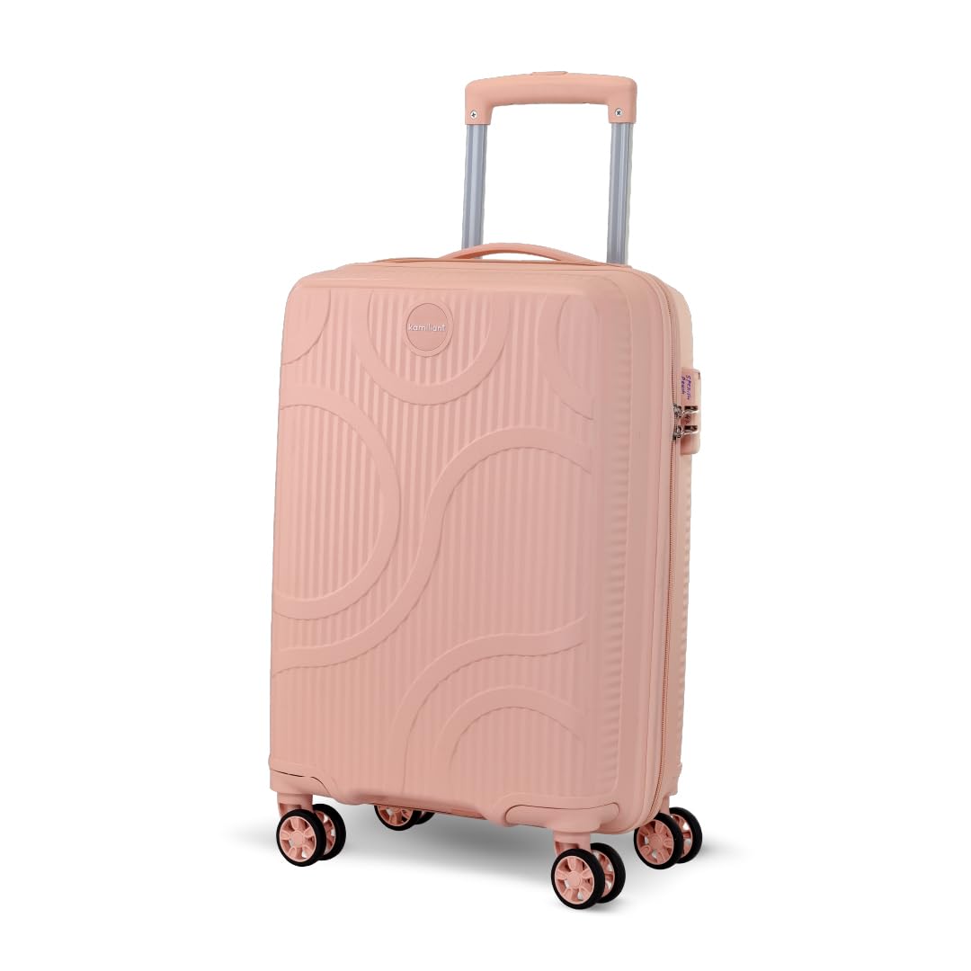 by American Tourister Selva|Cabin Trolley Bag Small Size (56 cms) for Travel| Hard Case Polypropylene (PP) Suitcase|360° 8-Wheel Spinner Luggage Trolley|Combination Lock|Peach