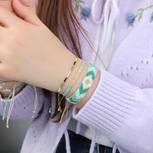 Image of C.QUAN CHI Colorful Miyuki Beads Bracelets Handmade Friendship Beaded Bracelet Stack Adjustable Bracelet Jewelry For Women