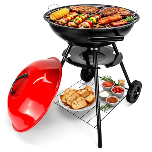 Verda Barbacoa de carbón vegetal, parrilla esférica, parrilla vertical, barbacoa compacta con tapa, jardín, balcón, camping SN2040G