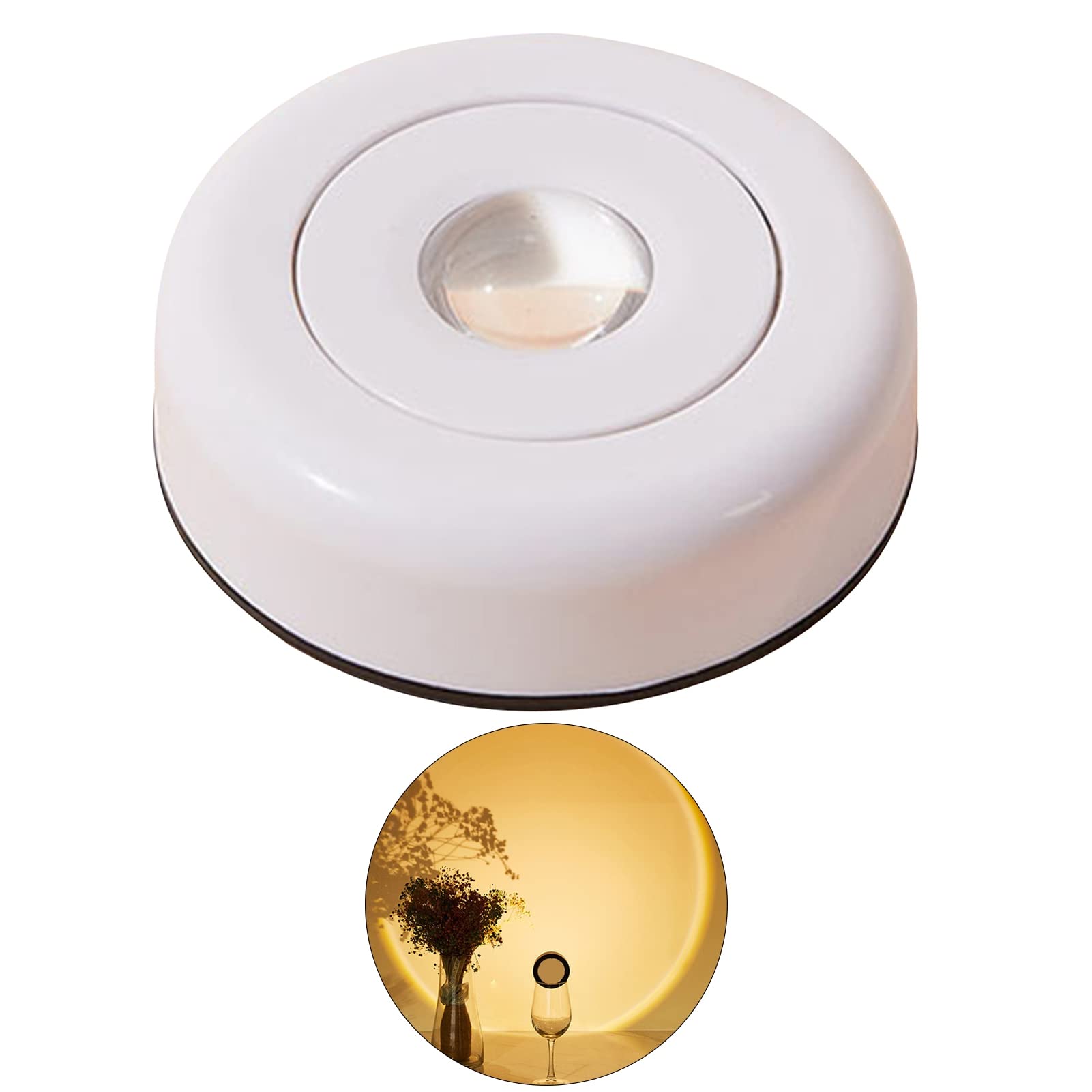 Reheyre LED Light Brightness Adjustable Compact ABS Dual Mode Cabinet Light LED Sunset Projection Lamp Mood Lighting Lamp for Photo/Selfie/Bedroom Decor Yellow
