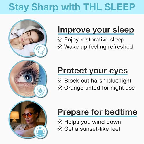 Image of Blue Light Blocking Reading Glasses for Better Sleep - Amber Orange Computer Filter Anti Eye Strain Lenses (Black) Regular