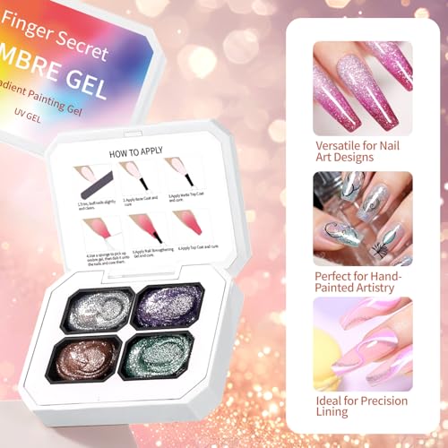 Set de 4 esmaltes en gel Ombre para uñas miniatura 3