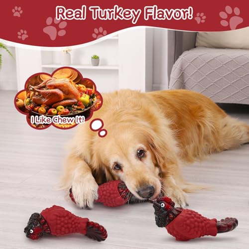 Image of WinTour Tough Dog Toys for Aggressive Chewers, Dog Chew Toys for Large Dogs, Turkey Indestructible Squeaky Dogs Toy to Keep Them Busy