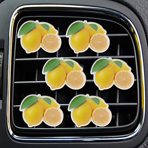 Image of Lemon Car Air Fresheners Vent Clips, 6 Pcs Lemon Scented Air Vent Clips Car Diffuser Vent Clip Long Lasting Car Interior Decor Charm Car Decoration Cute Car Accessories for Women Girls