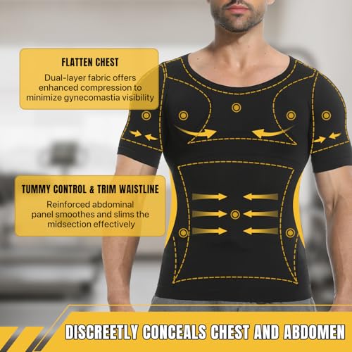 Mens Compression Shirts Short Sleeve, Gynecomastia Undershirt, Slimming Tank Top, Shapewear Vest2