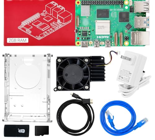 Image of Yahboom Pi 5 2GB Development Board Starter Kit with 27W 5.1V /5A Power Adapter Heat Sink, Case, TF Card (Pi5 2GB, Cooling Boost Kit)