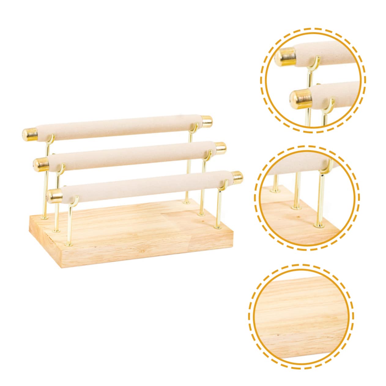 Homoyoyo Soporte de 3 Niveles de Madera Sólida de Exhibición de Joyas Beige