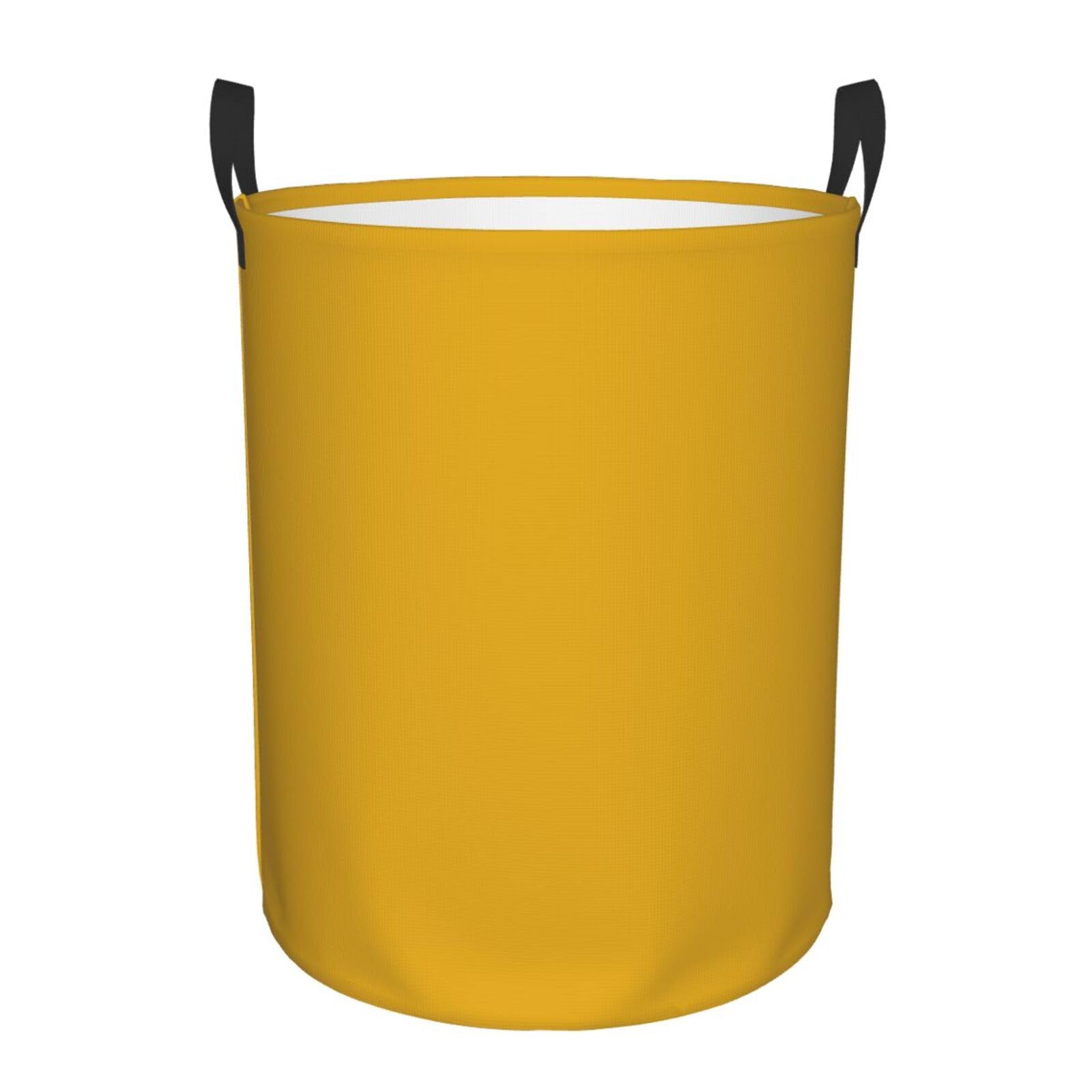 S Collapsible Mustard Yellow Print Circular Hamper Round