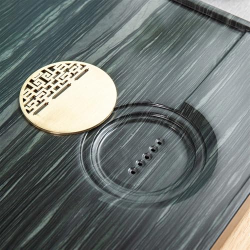 CKKNILV Tea Tray Natural Green Wood Grain Stone Tea Tray for Home Use Modern Stone Tea Table Tea Sea Chinese Tea Set Tea Table Tea Sets Tray,60x30x3cm (70x35x