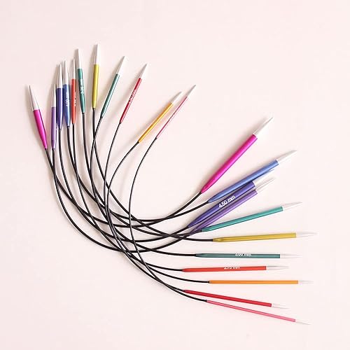 Miniatura 2 de Yarn Ave Knit Pro Zing - Agujas circulares fijas de aluminio asimétricas de 9.8 in, para sombrero, cuello, calcetines, agujas de metal (0.108 in (US