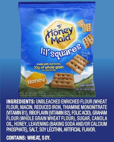 Honey Maid Lil' Squares honey Graham Crackers Snack Pack Honey Maid Honey Graham crackers Healthy Lunch Snacks 10 -1.06 oz Bulk Snacks 10 packs - image 3