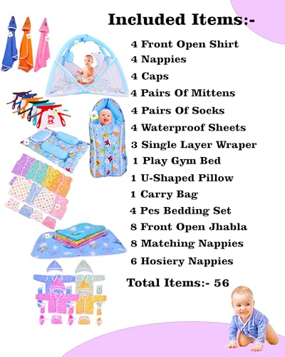 Image of Toddylon New Born Baby Clothes & Bedding Combo Gift Pack (Multicolor, 0-6 Months)