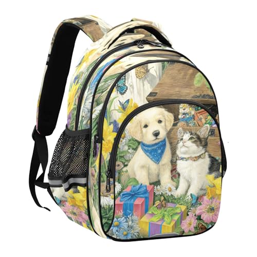 Emelivor Golden Puppy Cat Kids Backpack Toddler School Backpack Book Bag Backpacks Schoolbag for Boys,S2