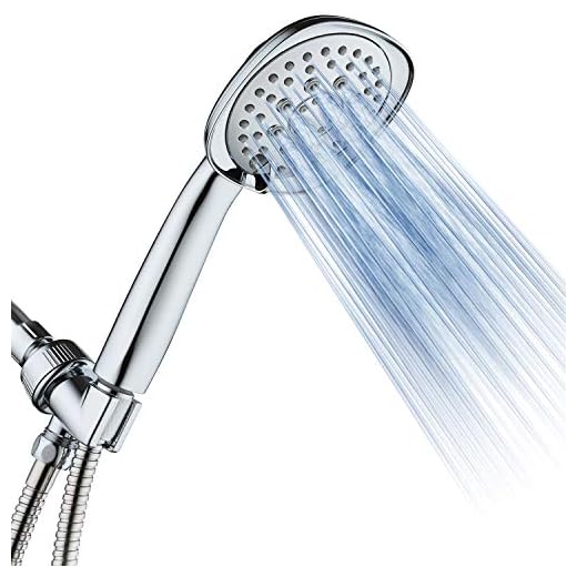 AquaDance, Chrome Luxury Square 6-setting High-Pressure Hand Extra-Long 72" Stainless Steel Hose, Bracket, Solid Brass Fittings, Finish. Premium Handheld Shower Head from Top American