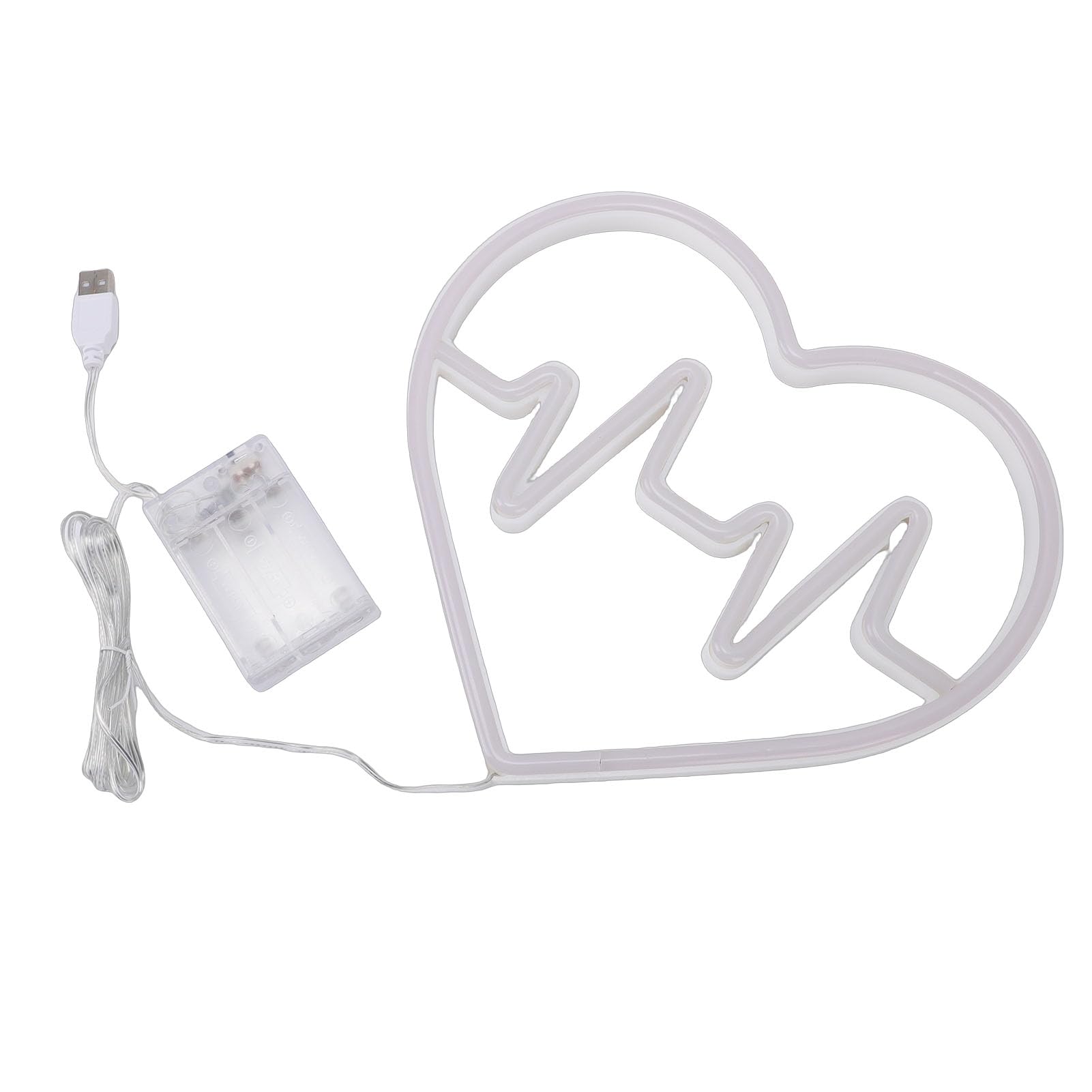 Néon romantique cœur avec double alimentation USB et batterie pour déco murale