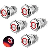 5PCS 16mm Latching Push Button Switch Angel Eye Ring LED DC 12V/24V Waterproof Metal Pushbutton S...