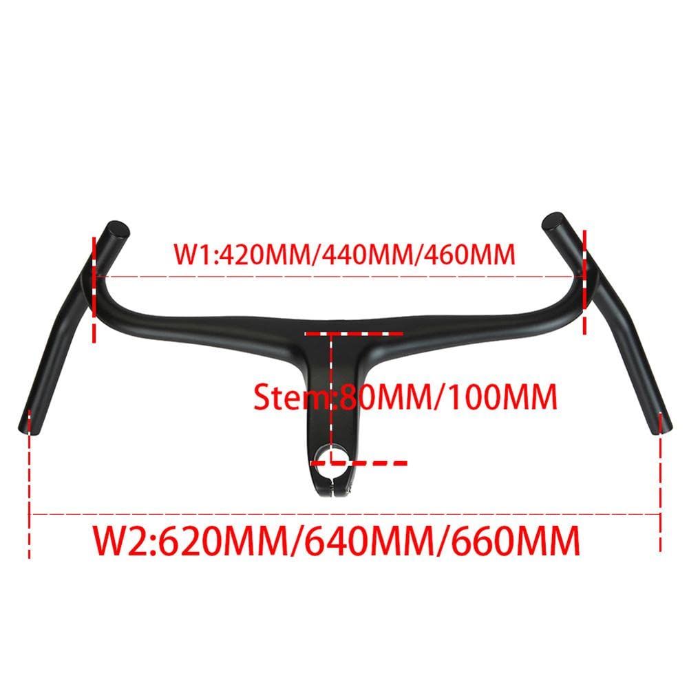 Carbon Fiber Gravel Lenker Exotropism Lenker Integrierter Rennradlenker mit Code Meter Halterung 28,6 mm Fahrradlenker mit Vorbau (100-460-660MM,Typ A Computerständer) Sport & Freizeit