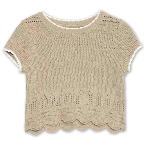 Speechless Girls' Short Sleeve Scalloped Edge Crochet Top