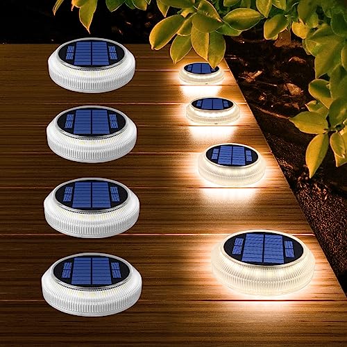 YiLaie Solar Decking Lights, Solar Step Ground Lights, 4 Pack