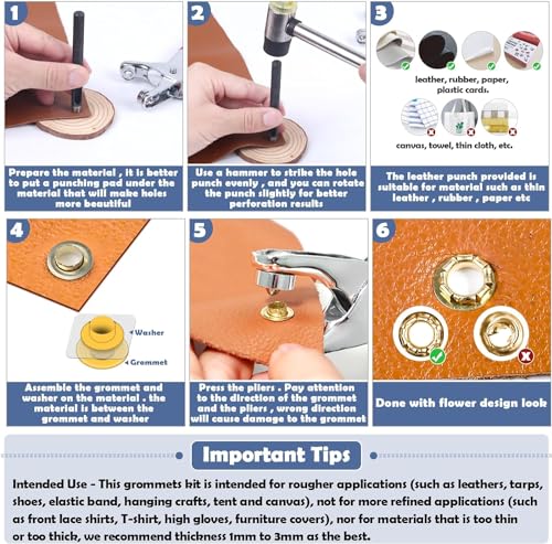 Paxcoo GEK-BT-1 1203Pcs Grommet Tool Kit With Eyelet Pliers thumb #2