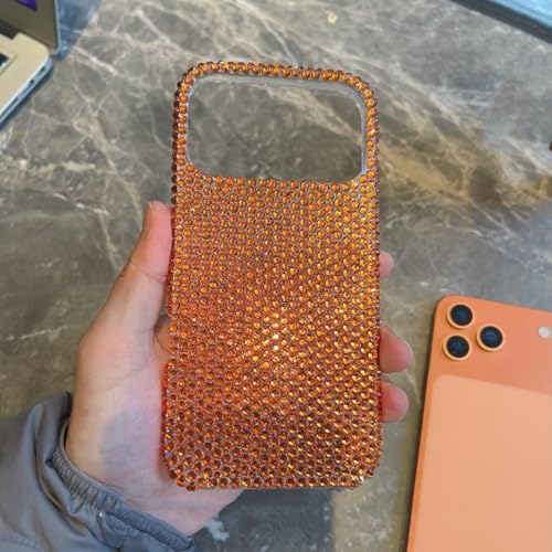 Coque arrière brillante iPhone 14 Pro Max orange à paillettes rigide - 2