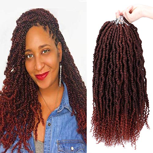 14 Inches Bomb Twist Crochet Hair 6 Packs Prelooped Bomb Spring Twist Hair Fluffy Pretwisted Passion Twist Hair Synthetic Braiding Hair Extensions for Women (1B/350#)