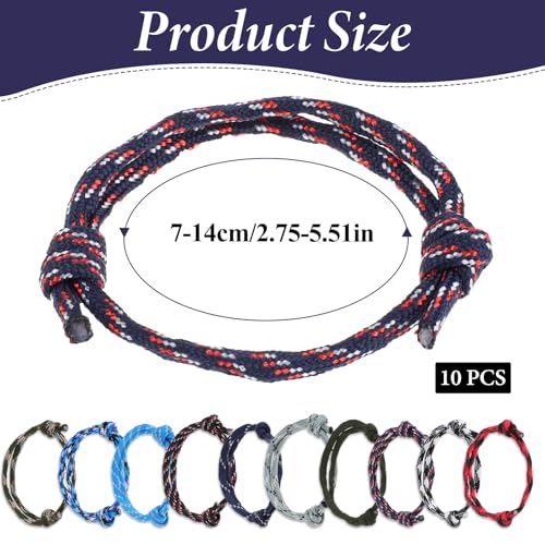 10 Pcs Nautical Braided Rope Bracelet Assorted Colors Braided Rope Bracelet Set Handmade Navy Cord Bracelet Adjustable Wave String Bracelets Friendship Bracelets for Men Women2