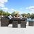 YOCONYO Patio Furniture Set, 7 Pieces Outdoor Dining Sets, All Weather Rattan Conversation Set, Outdoor Dining Sectional Sofa with Large Dining Table, Ottoman (Brown-Dark Grey, A-7 Pieces)
