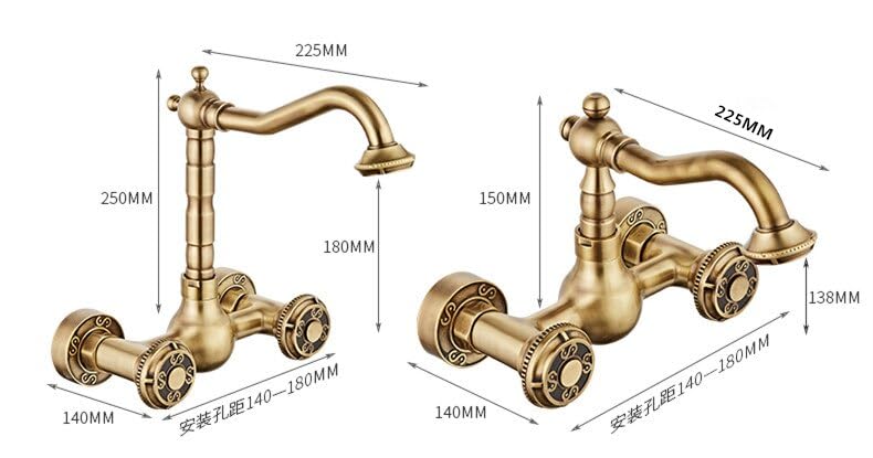 Robinet mural rotation 360 pour évier et lavabo rétro SLT069L - 2