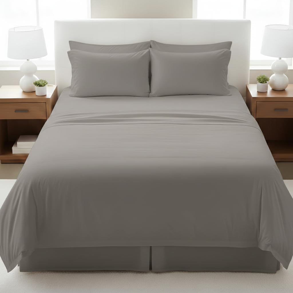 Mattress-Homes FullSheet Set 6 Piece, 1800 Ultra-Soft Double Brushed Microfiber Bed Sheets, Deep Pocket Easy-Fit Bedding Set with Flat Sheet, Fitted Sheet & 4 Pillowcases, Hotel Quality, Dark Grey