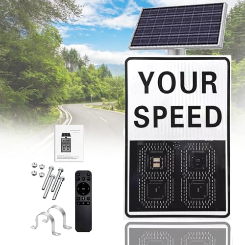 Solar Radar Speed Sign with Solar Panel & Accessories | Traffic Feedback Warning Board for Speed Display | Enhance Road Safety & Visibility