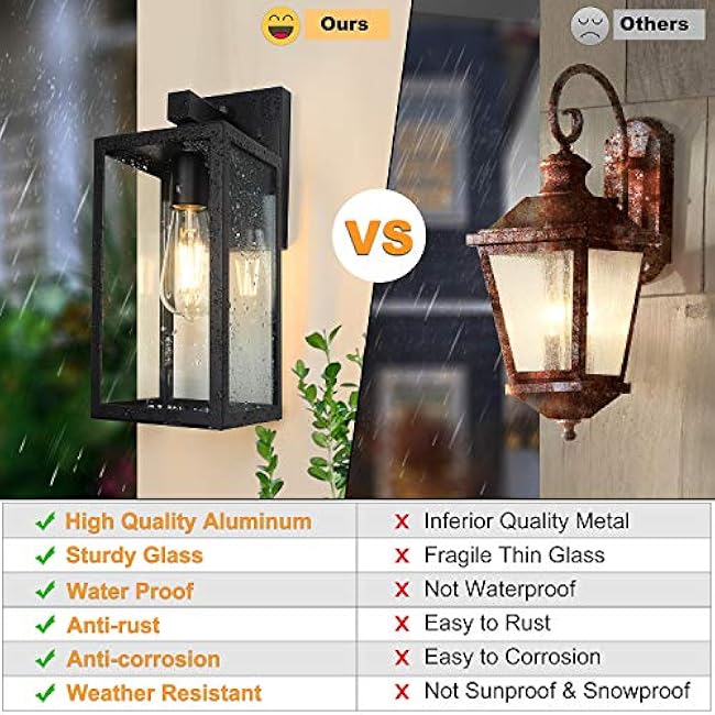 SHINE HAI Outdoor Wall Sconce Exterior Lantern Fixture Wall Mount