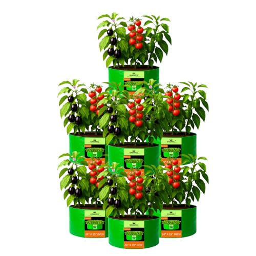 Image of Kingwell Grow Bag 24 X 15 INCH, PACK OF 7 For Terrace Garden Leafy Vegetable Plant Grow Bags Fruits Growing Containers For terrece Gardening (24 X 15 INCH, PACK OF 7)