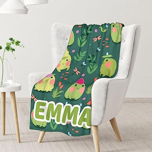 Mercuryelf Custom Frog Throw Blanket - Soft, Fuzzy & Warm - 30x40 Inches Small Blankets for Lap, Crib - Dark Green Cute Throws Gift for Baby