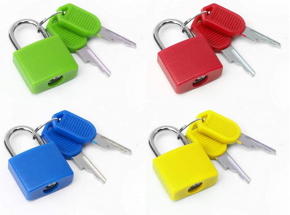 Pengxiaomei 4Pcs Suitcase Lock,4 Colors Mini Padlock with Key Small Locks for Schoolbag Backpack Luggage Padlock for School Gym 1.2×0.9Inch