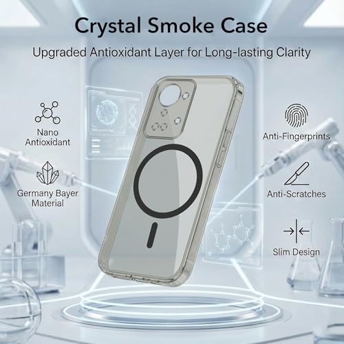 Image of Jkobi Lifetime Anti-Yellow MagSafe Compatible Clear Back Cover Case for OnePlus Nord 2T 5G (Sleek Hard Crystal | Shockproof and Camera Protection)
