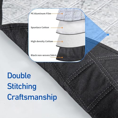 Image of HUBTURE Universal Windshield Sunshade Car Cover with Mirror Protection - 4 Layer Front Window Sunshade, Snow Frost Ice Rain UV Shield, Waterproof Car Interior Protector for Most Cars