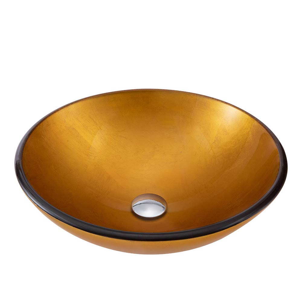 chicstyleme Cloakroom Basin Sink Vessels Sink Bathroom Wash Basin Round Countertop Basin Tempered Glass Basin One Bowl Sinks 42cm