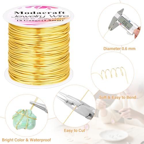 Image of ModaCraft 22 Gauge Tarnish Proof Jewelry Wire Gold (164ft /50m) + 4-in-1 Professional Jewelry Pliers Set | Fade-Resistant Copper Craft Wire for Beading DIY Jewelry Making Supplies Kit