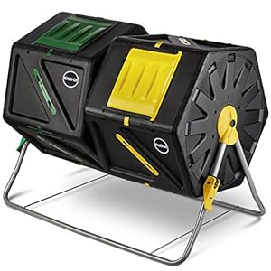 Miracle-Gro Large Dual Chamber Compost Tumbler – Easy-Turn, Fast-Working System – All-Season, Heavy-Duty, High Volume Composter with 2 Sliding Doors – (2 – 27.7gallon /105 Liter)