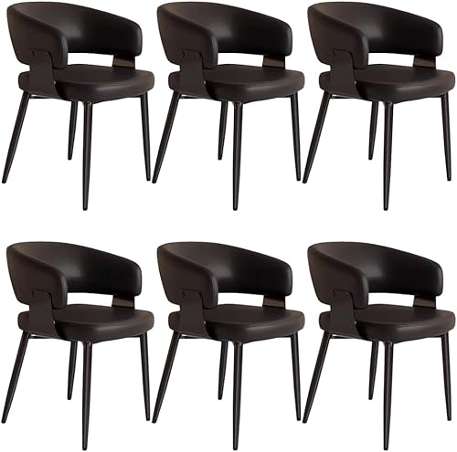 Miniatura 19 de YVYKFZD Juego de sillas de comedor, silla de comedor con patas de metal y respaldo curvo, sillas de cocina tapizadas de cuero, reposabrazos, silla