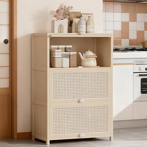 Jetyield キッチンカウンター 食器棚 レンジ台 大容量 扉付き ダイニングボード キッチン収納 幅60cm 奥行き33cm 高さ106cm