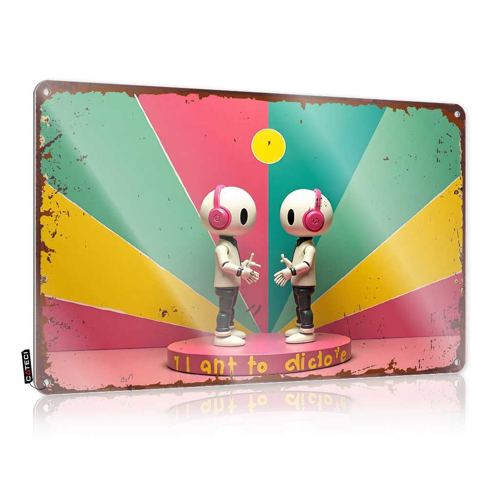 IBWNBBUSN Whiskey Signs For Home Bar Colorful Robots Dancing To Music: A Vibrant Dance Floor Scene Tin Sign Bar Man Cave Decor Home Bar Tin Sign(30X40CM)